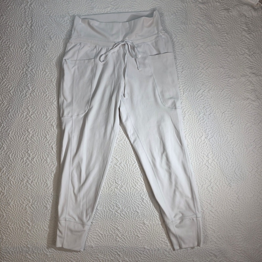 Fabletics Becah Jogger White High Waisted Drawstring Athletic Pants Womens Small